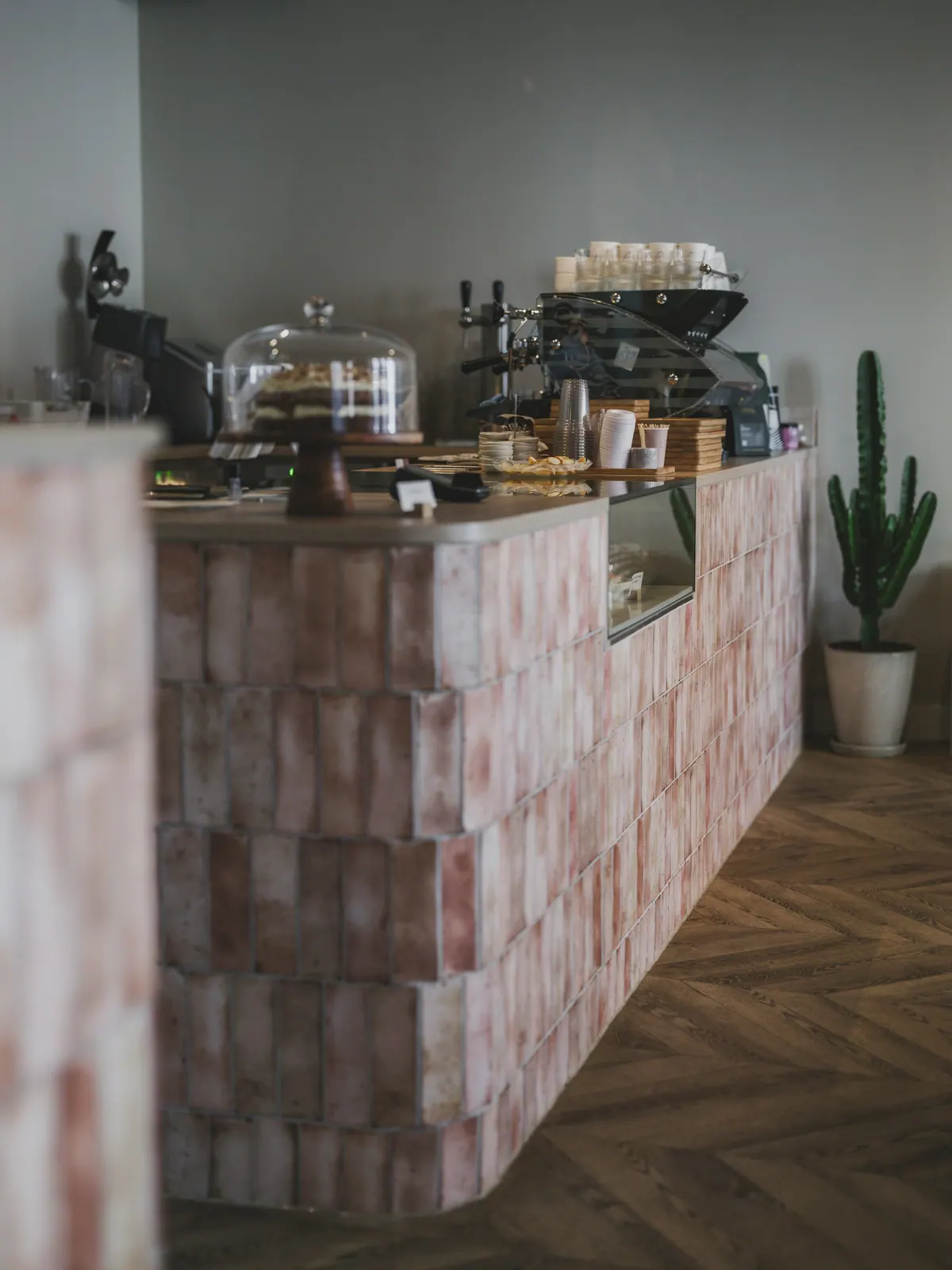 Café Grão & Prosa — Balcão e vitrine de doces